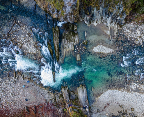 Exkursion Ammerschlucht Scheibum: Durchbruch Scheibum von oben (Drohnenaufnahme)