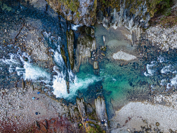 Exkursion Ammerschlucht Scheibum: Durchbruch Scheibum von oben (Drohnenaufnahme)
